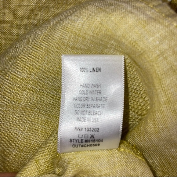 Linen Top by Chalet et’ ceci, Yellow and Olive Green Hues. Loose Fit - Picture 5 of 11